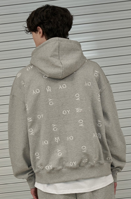 オーワイ(OY) BASIC SLOGAN HOODIE-GREY