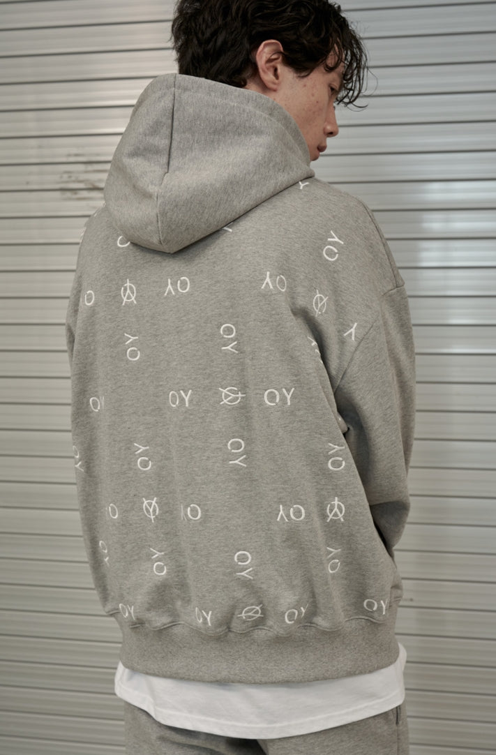 オーワイ(OY) BASIC SLOGAN HOODIE-GREY