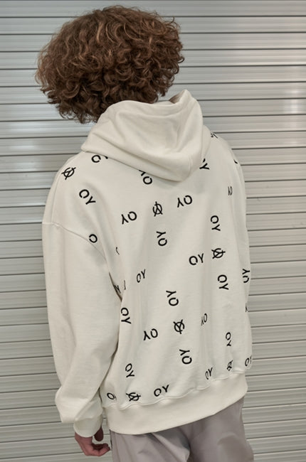 オーワイ(OY) BASIC SLOGAN HOODIE-WHITE