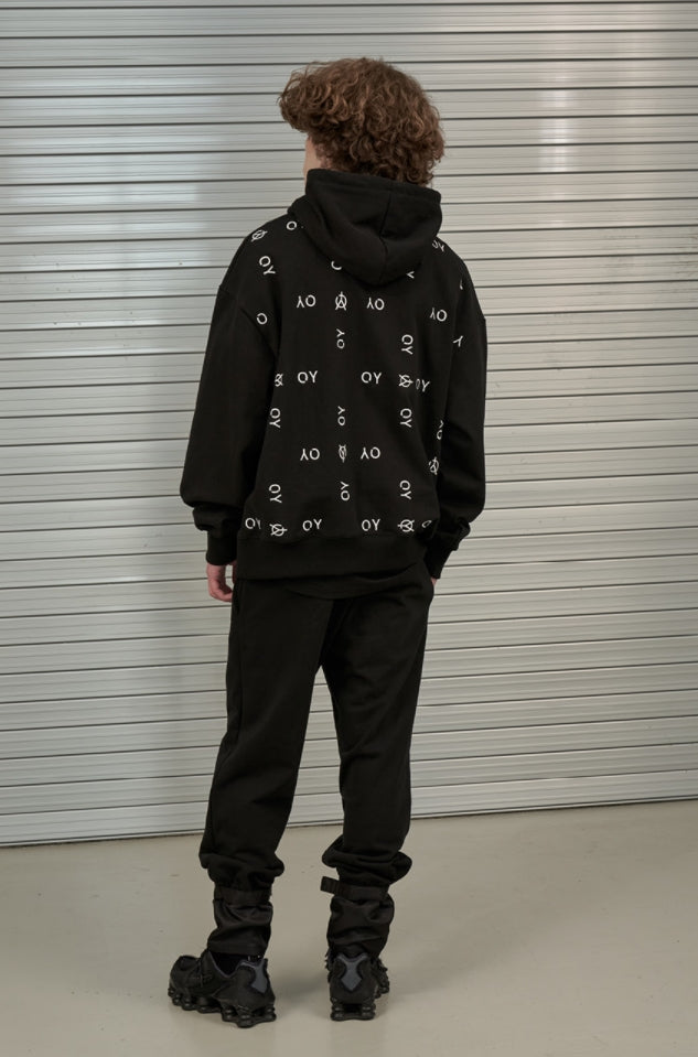 オーワイ(OY) BASIC SLOGAN HOODIE-BLACK