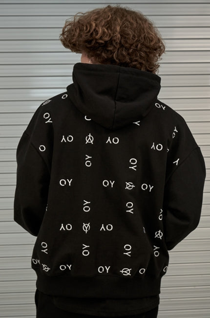 オーワイ(OY) BASIC SLOGAN HOODIE-BLACK