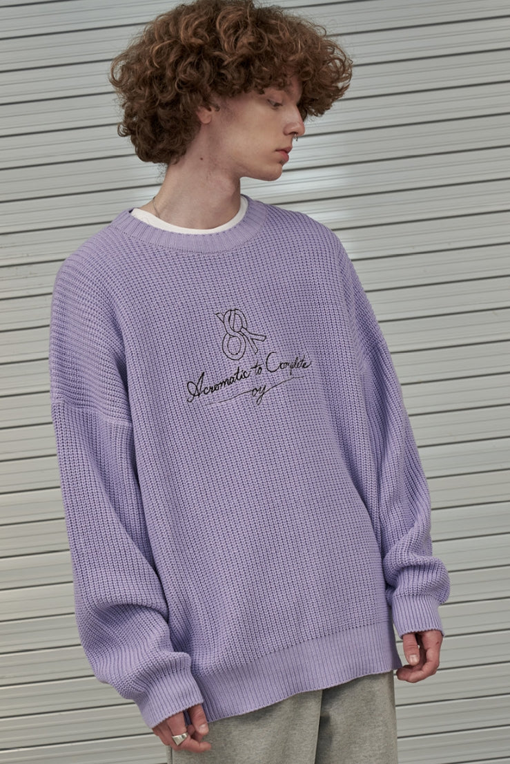 オーワイ(OY) SCRIPT LOGO SIDE ZIPPER KNIT-LAVENDER PURPLE