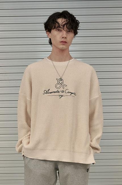 オーワイ(OY) SCRIPT LOGO SIDE ZIPPER KNIT-IVORY