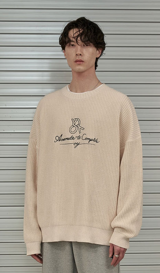 オーワイ(OY) SCRIPT LOGO SIDE ZIPPER KNIT-IVORY