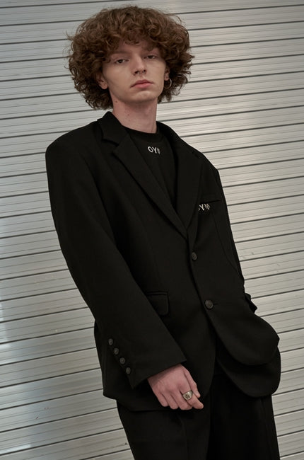 オーワイ(OY) DOUBLE LAPEL SINGLE BLAZER-BLACK