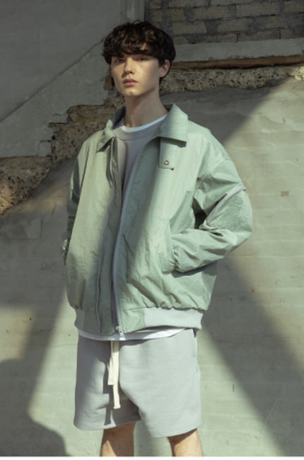 マスノウン(MASSNOUN)  COLLAR NECK OVERSIZED MA-1 JACKET MSOJK001-GN