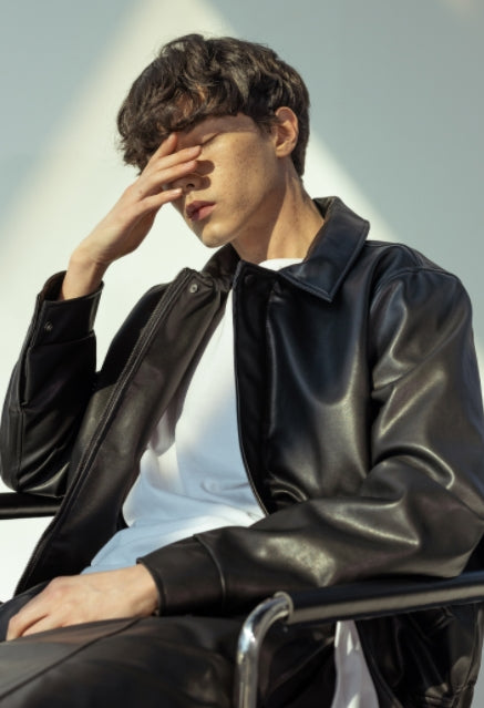 マスノウン(MASSNOUN)  ARTIFICIAL LEATHER JACKET MSOLJ001-BK