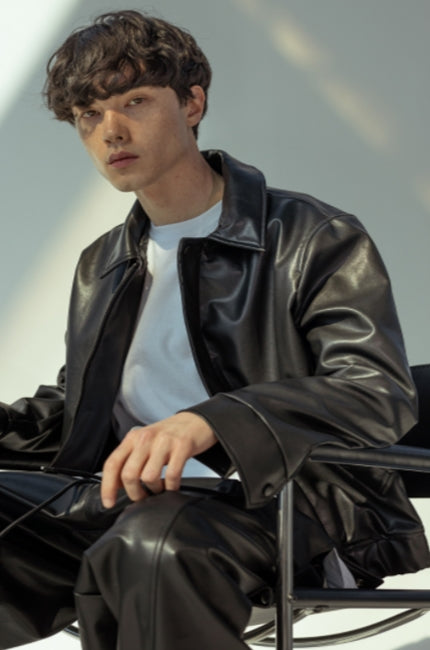 マスノウン(MASSNOUN)  ARTIFICIAL LEATHER JACKET MSOLJ001-BK