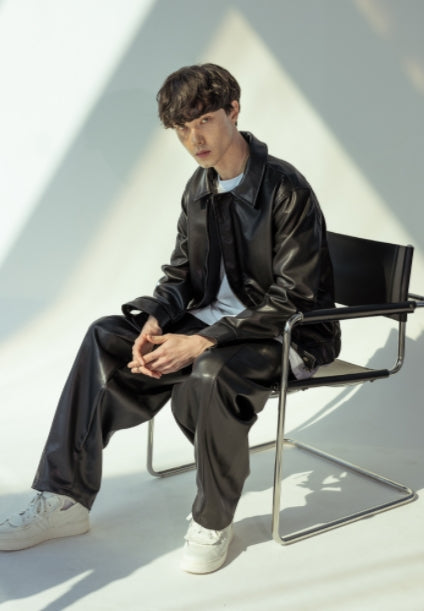 マスノウン(MASSNOUN)  ARTIFICIAL LEATHER PANTS MSOLP001-BK