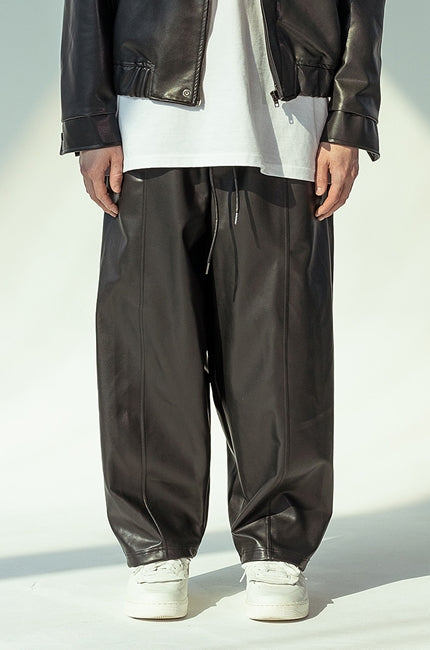 マスノウン(MASSNOUN)  ARTIFICIAL LEATHER PANTS MSOLP001-BK