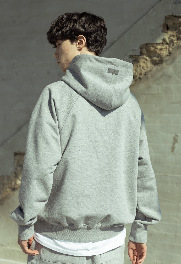 マスノウン(MASSNOUN)  DOUBLE REGLAN SOLID HOODY MSOHD001-GY