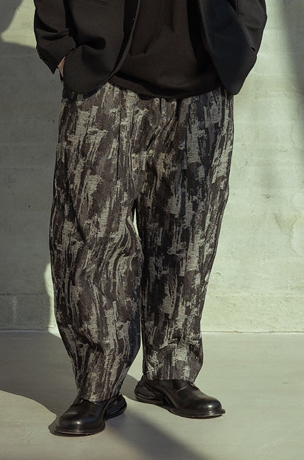 マスノウン(MASSNOUN)  JACQUARD DENIM BALLOON PANTS MSOJP001-BK