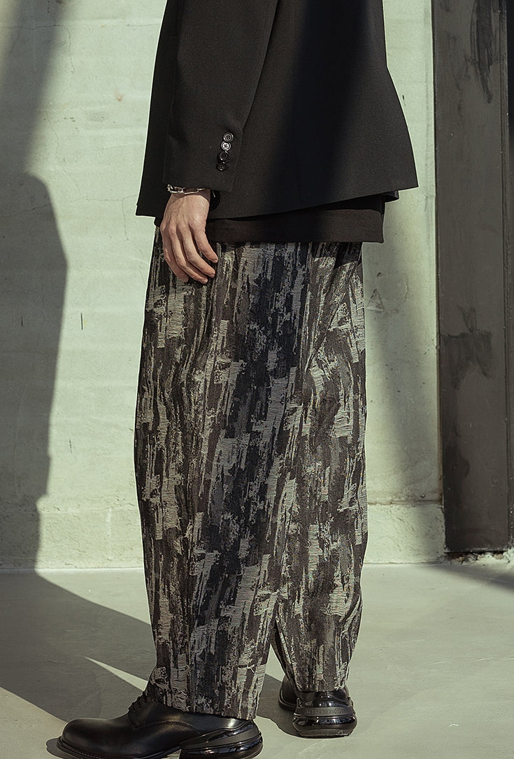 マスノウン(MASSNOUN)  JACQUARD DENIM BALLOON PANTS MSOJP001-BK