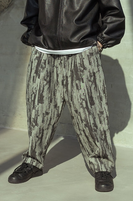 マスノウン(MASSNOUN)  JACQUARD DENIM BALLOON PANTS MSOJP001-GY