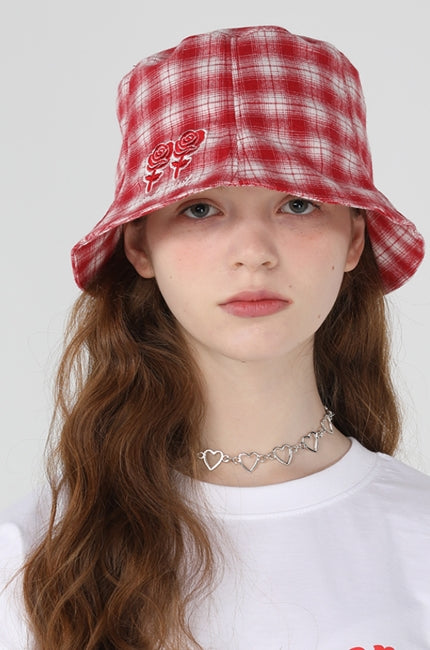 ワンダービジター(WONDER VISITOR)   Twin rose check bucket [Red]