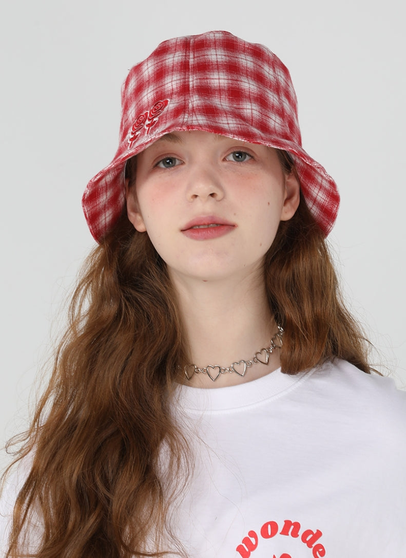 ワンダービジター(WONDER VISITOR)   Twin rose check bucket [Red]