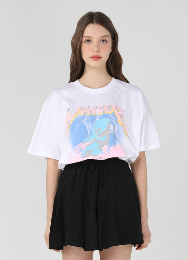 ワンダービジター(WONDER VISITOR)  Rocking bear T shirts [White]