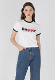 ワンダービジター(WONDER VISITOR)  Happy two-tone crop T shirts [Navy]