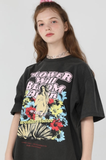 ワンダービジター(WONDER VISITOR)  Venus pigment O/P T shirts [Charcoal grey]