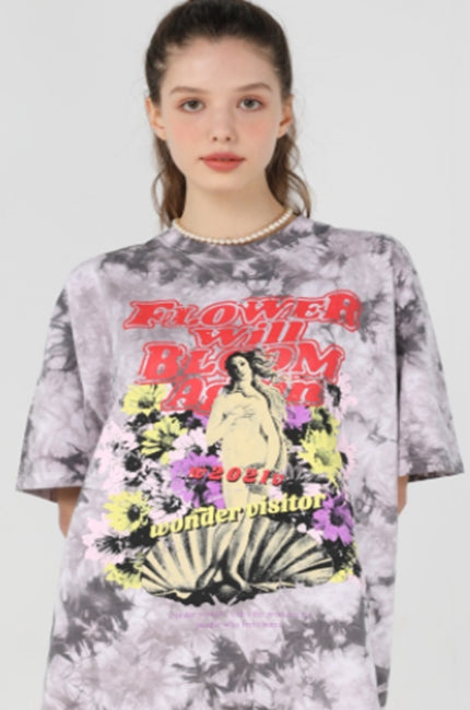 ワンダービジター(WONDER VISITOR)  Venus tie-dye O/P T shirts [Charcoal grey]