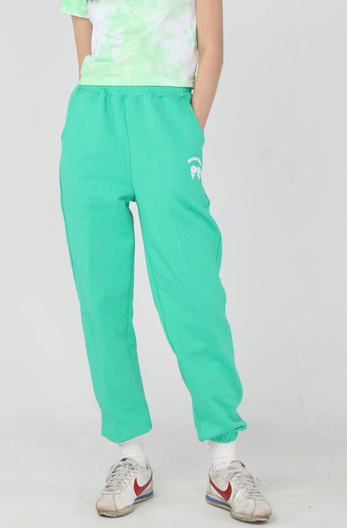 ワンダービジター(WONDER VISITOR)  Happy Logo jogger pants [Green]