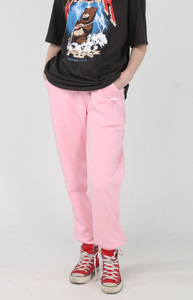 ワンダービジター(WONDER VISITOR)  Happy Logo jogger pants [Pink]