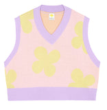 ワンダービジター(WONDER VISITOR)  Flower pattern crop knit vest [Pink]