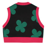 ワンダービジター(WONDER VISITOR)  Flower pattern crop knit vest [Black]