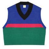 ワンダービジター(WONDER VISITOR)  Striped crop knit vest [Blue]