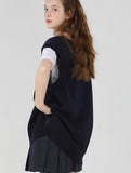 ワンダービジター(WONDER VISITOR)  FWBA embroidery knit vest [Navy]