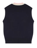 ワンダービジター(WONDER VISITOR)  FWBA embroidery knit vest [Navy]