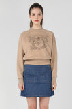 ワンダービジター(WONDER VISITOR)  WV Emblem Crop Sweat-shirt [Beige]