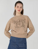 ワンダービジター(WONDER VISITOR)  WV Emblem Crop Sweat-shirt [Beige]