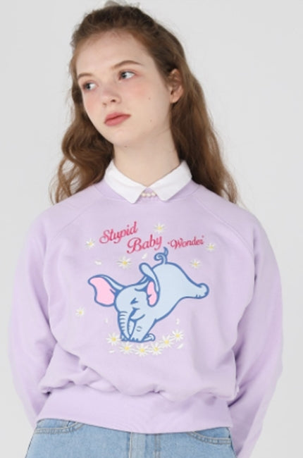 ワンダービジター(WONDER VISITOR)  Stupid baby Crop Sweat-shirt [Lilac]