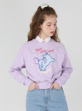 ワンダービジター(WONDER VISITOR)  Stupid baby Crop Sweat-shirt [Lilac]