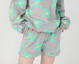 ワンダービジター(WONDER VISITOR)  Green flower pattern Shorts [Melange grey]