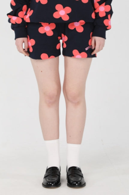 ワンダービジター(WONDER VISITOR)  Pink flower pattern Shorts [Navy]