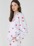 ワンダービジター(WONDER VISITOR)  Red flower pattern Sweat-shirt [Light grey]