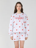 ワンダービジター(WONDER VISITOR)  Red flower pattern Sweat-shirt [Light grey]