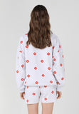 ワンダービジター(WONDER VISITOR)  Red flower pattern Sweat-shirt [Light grey]