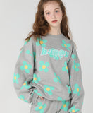 ワンダービジター(WONDER VISITOR)  Green flower pattern Sweat-shirt [Melange grey]