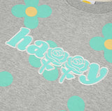 ワンダービジター(WONDER VISITOR)  Green flower pattern Sweat-shirt [Melange grey]