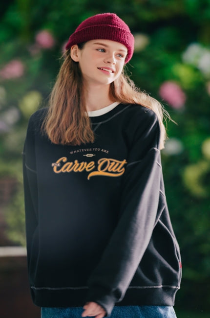 ダブルユーブイプロジェクト(WV PROJECT) Outstitch Sweatshirt Black JIMT7460