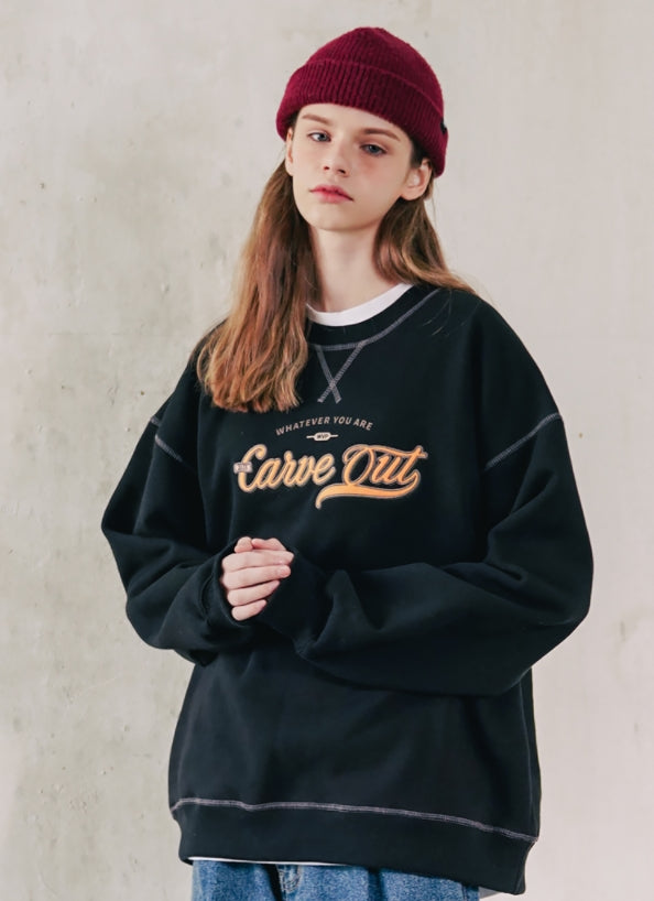 ダブルユーブイプロジェクト(WV PROJECT) Outstitch Sweatshirt Black JIMT7460