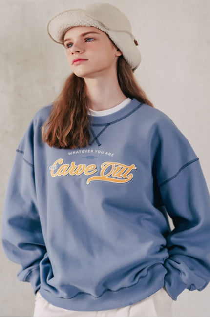 ダブルユーブイプロジェクト(WV PROJECT) Outstitch Sweatshirt Blue JIMT7460