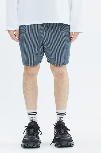 ベドインベド(BADINBAD) STRIPED DENIM SHORTS_NAVY