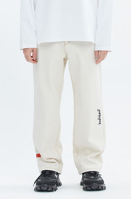 ベドインベド(BADINBAD) OG LOGO DENIM PANTS_OATMEAL