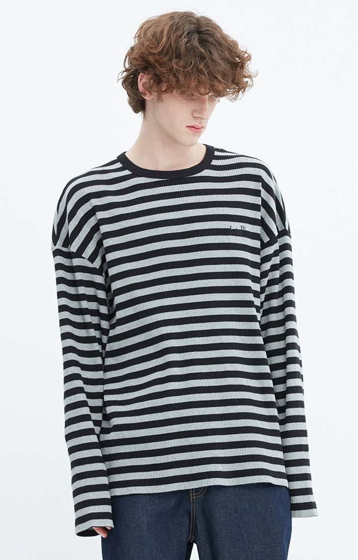 ベドインベド(BADINBAD) BASIC STRIPED LONG SLEEVE_BLACK