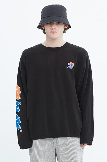 ベドインベド(BADINBAD) FAT LOGO LAYERED KNIT_BLACK