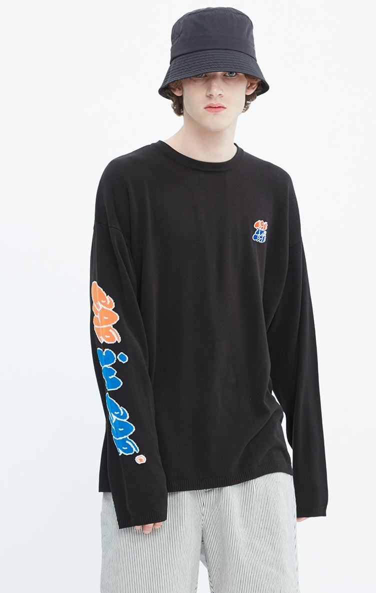 ベドインベド(BADINBAD) FAT LOGO LAYERED KNIT_BLACK